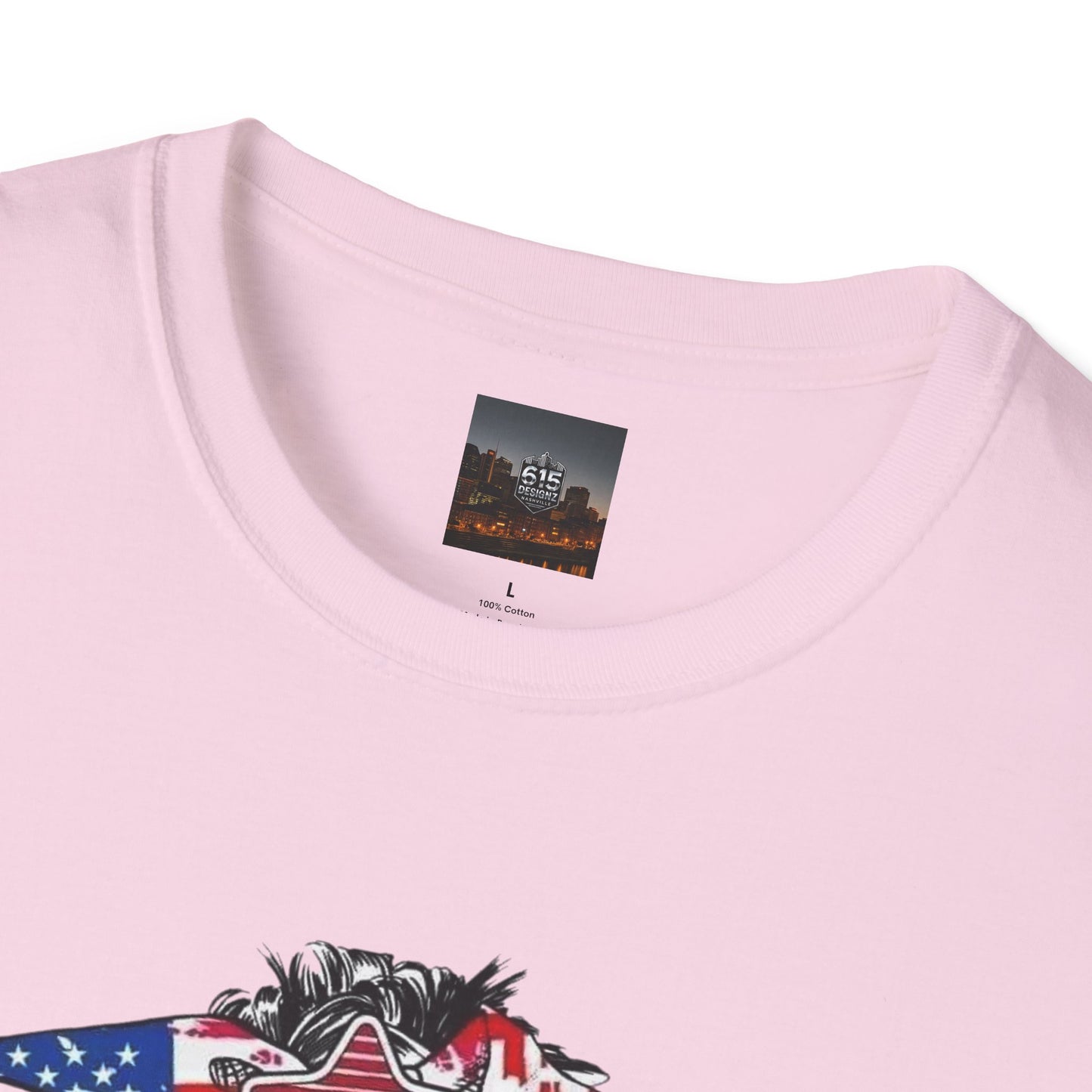 Mama USA Flag Messy Bun T-Shirt