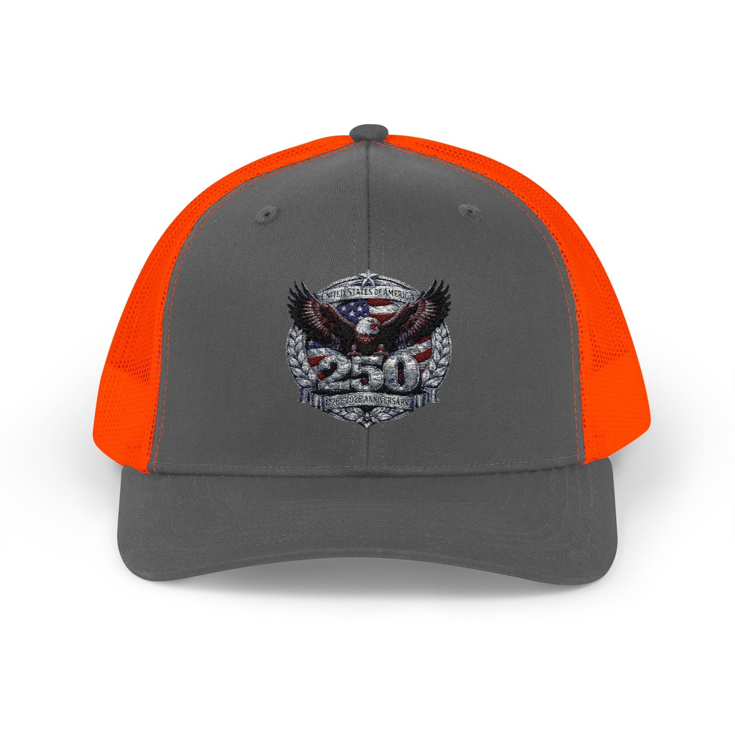 #250 Patriotic Bald Eagle 250 United States Emblem Snapback Trucker Cap