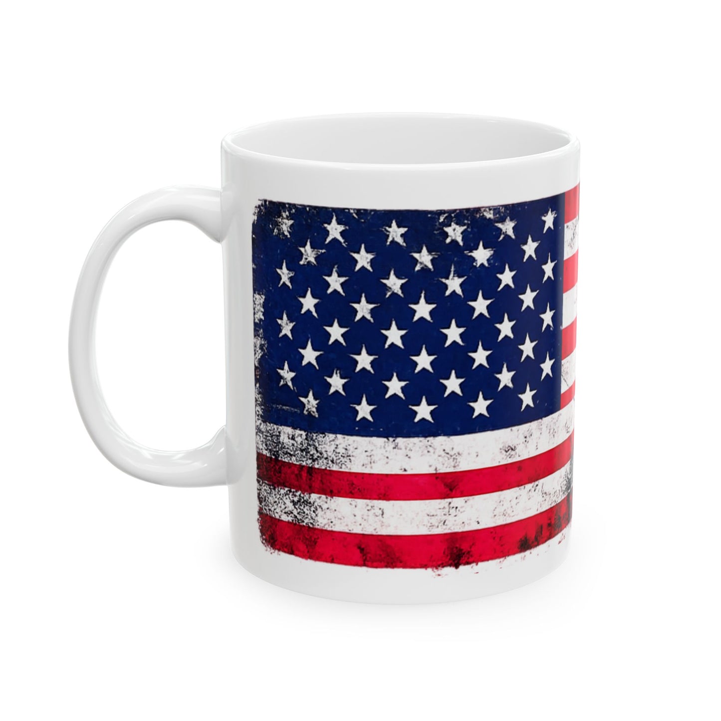 #250 Distressed American Flag Ceramic Mug — Patriotic (11oz, 15oz) Coffee Cup