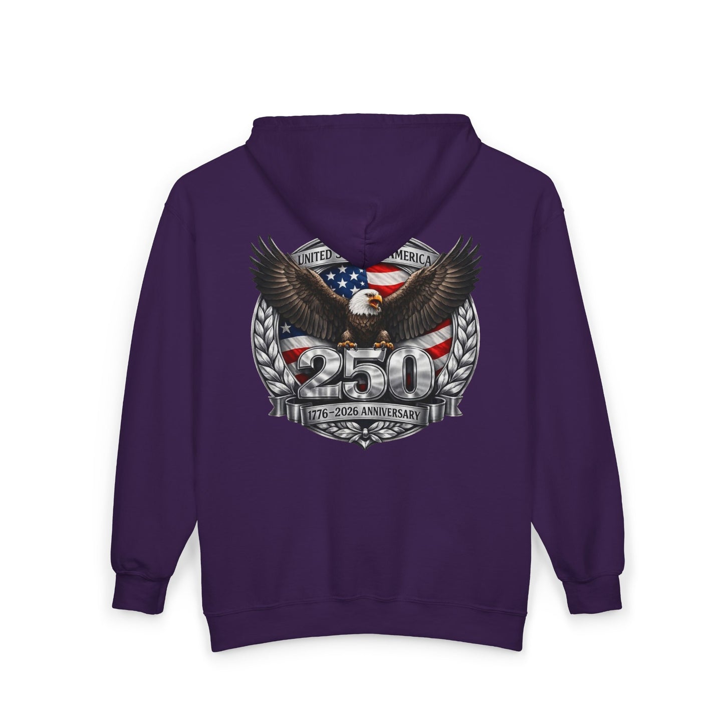 #250 Patriotic Bald Eagle 250 United States Emblem Zip Hoodie
