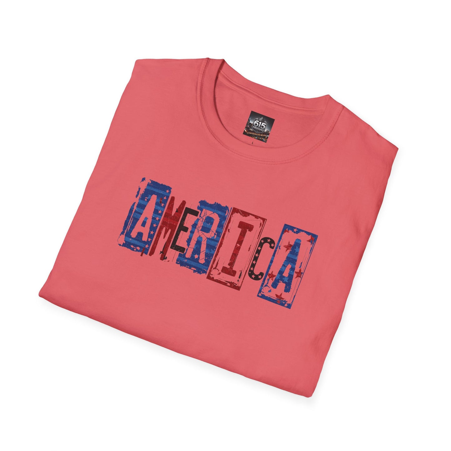 #250 America Retro Block Text Patriotic T-Shirt