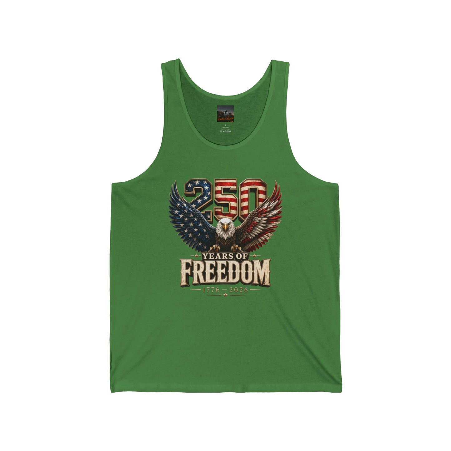 #250 250 Years of Freedom Eagle Patriotic American Flag Anniversary (1776–2026) Jersey Tank Top