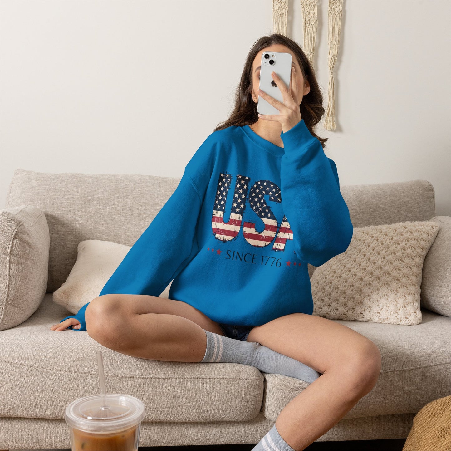 #250 USA Flag "USA Since 1776" Patriotic Crewneck Sweatshirt