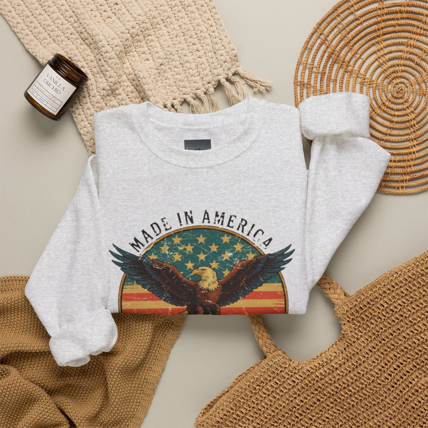 #250 Made in America Eagle 250th Anniversary Patriotic Crewneck Sweatshirt