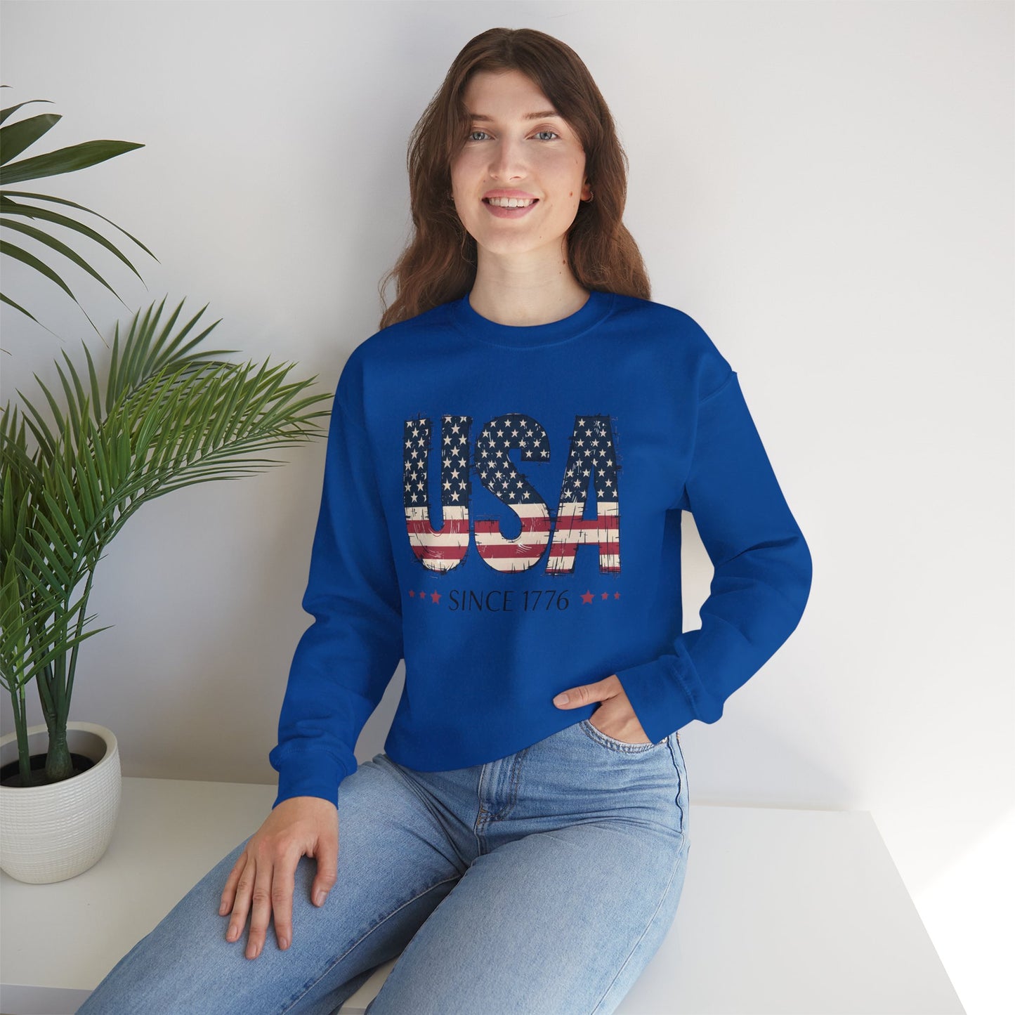 #250 USA Flag "USA Since 1776" Patriotic Crewneck Sweatshirt