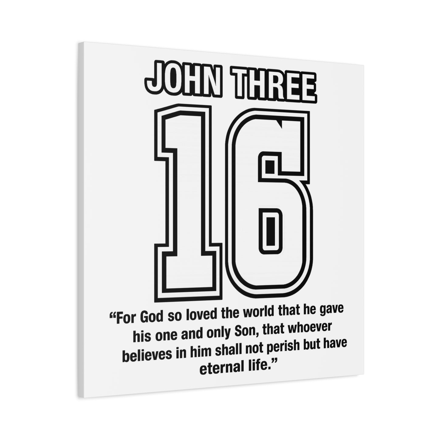 John Three 16 Numbered with Scripture Canvas Print - 'John Three 16' with Bible Verse (John 3:16)