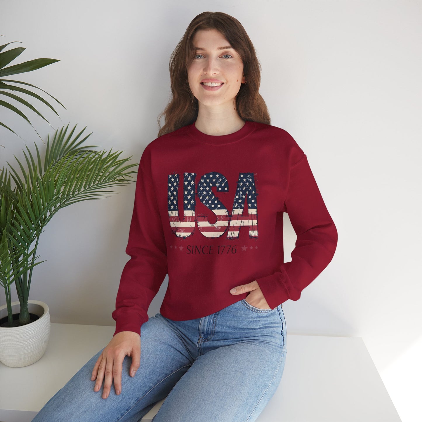 #250 USA Flag "USA Since 1776" Patriotic Crewneck Sweatshirt