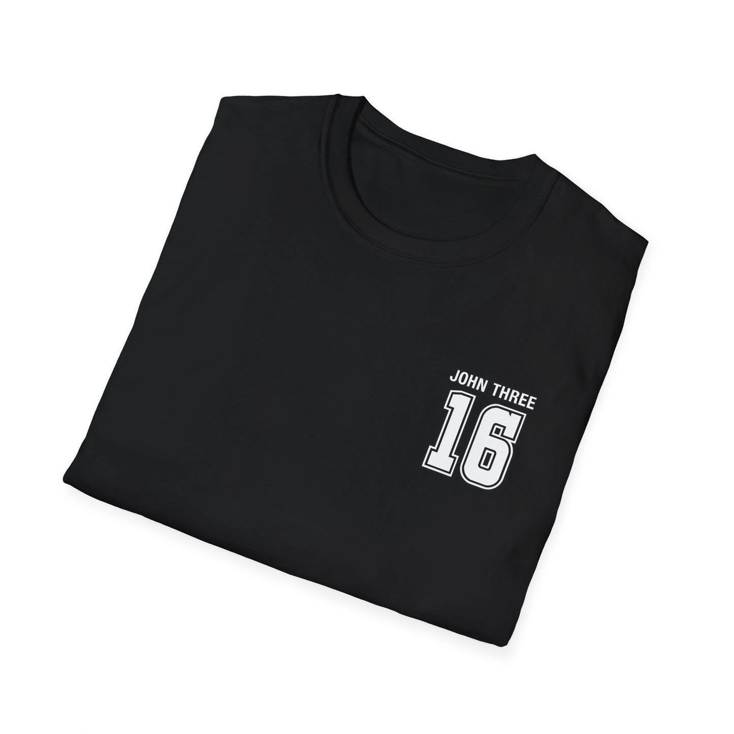 John Three 16 Chest and Back Jersey Print with Scripture Tee