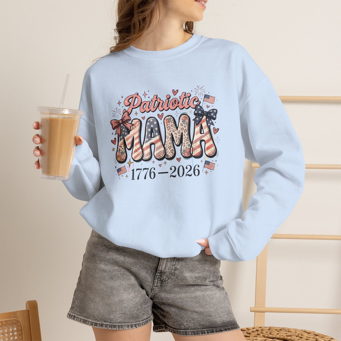 #250 Patriotic Mama 1776–2026 American Flag Sweatshirt