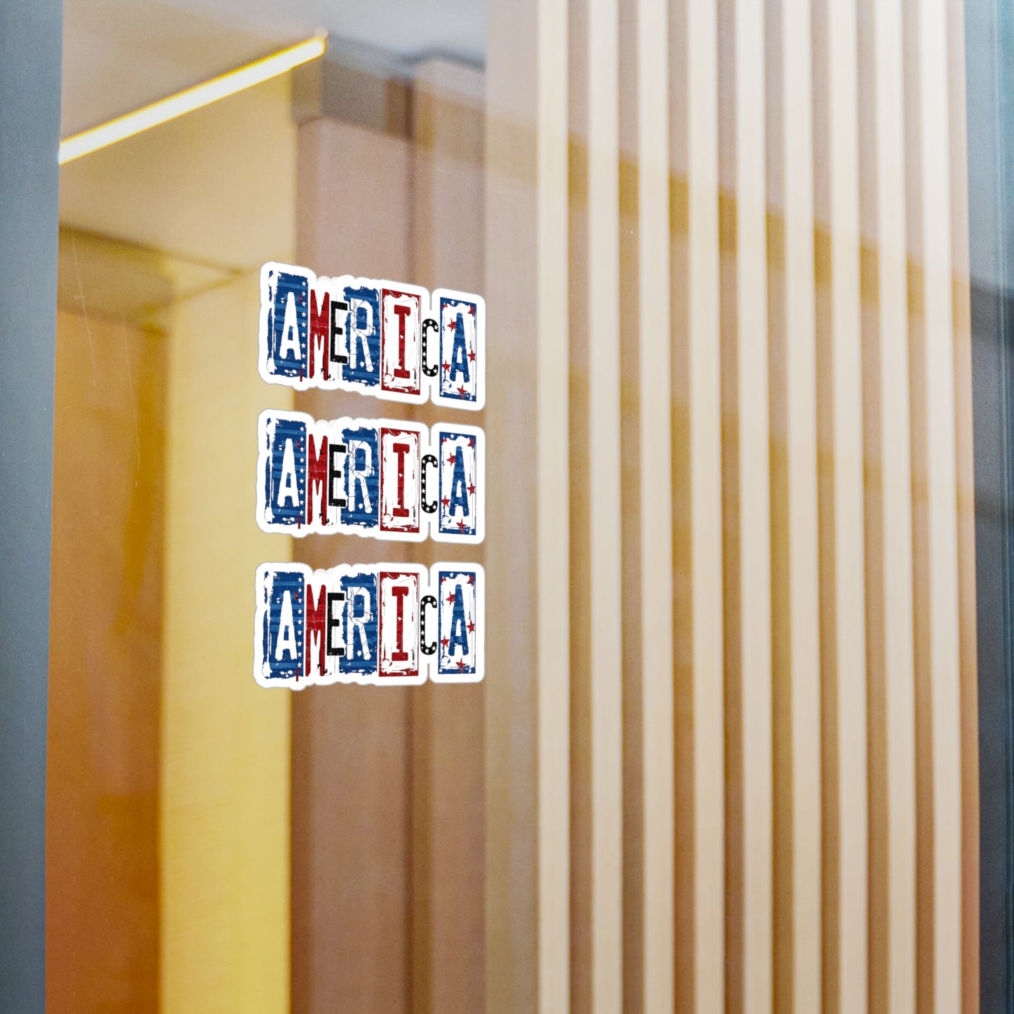 #250 America Retro Block Text Patriotic Kiss-Cut Vinyl Decal – Red White & Blue Sticker