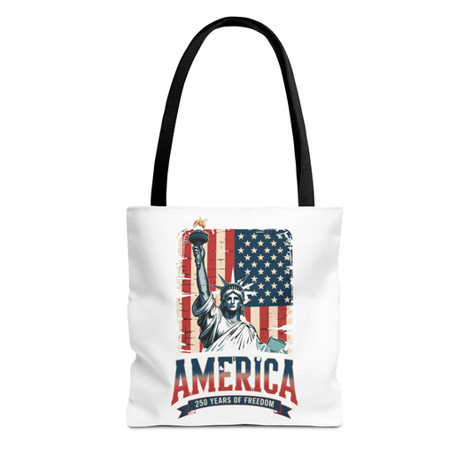 #250 Statue of Liberty American Flag 'America' Patriotic Independence Day Tote Bag