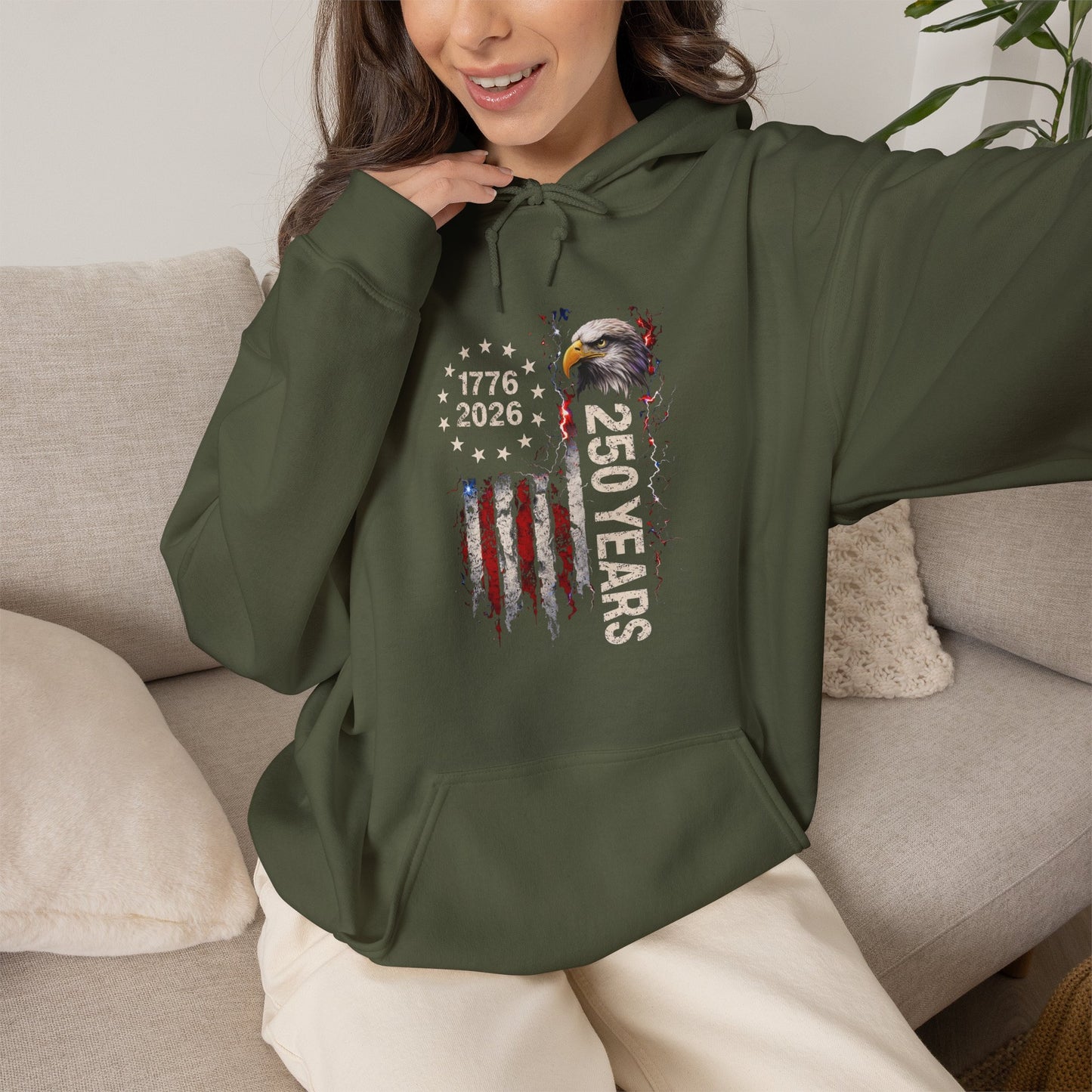 #250 1776-2026 250 Years USA Bicentennial Eagle Hoodie