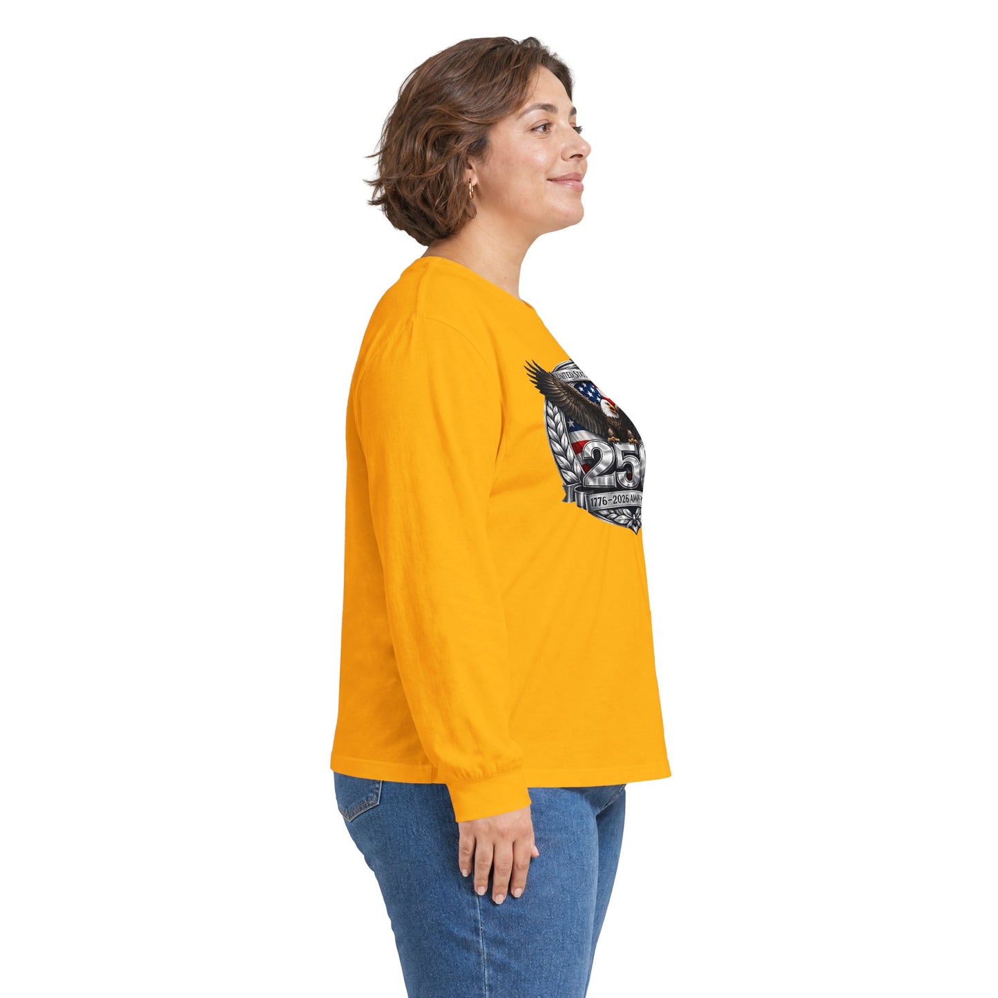#250 Patriotic Bald Eagle 250 United States Emblem Long Sleeve Tee