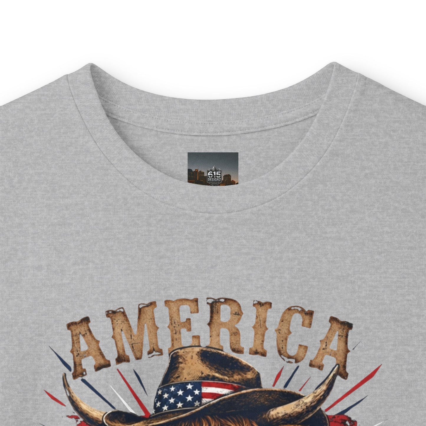#250 America 250 Strong Patriotic Bull with American Flag Long Sleeve Tee