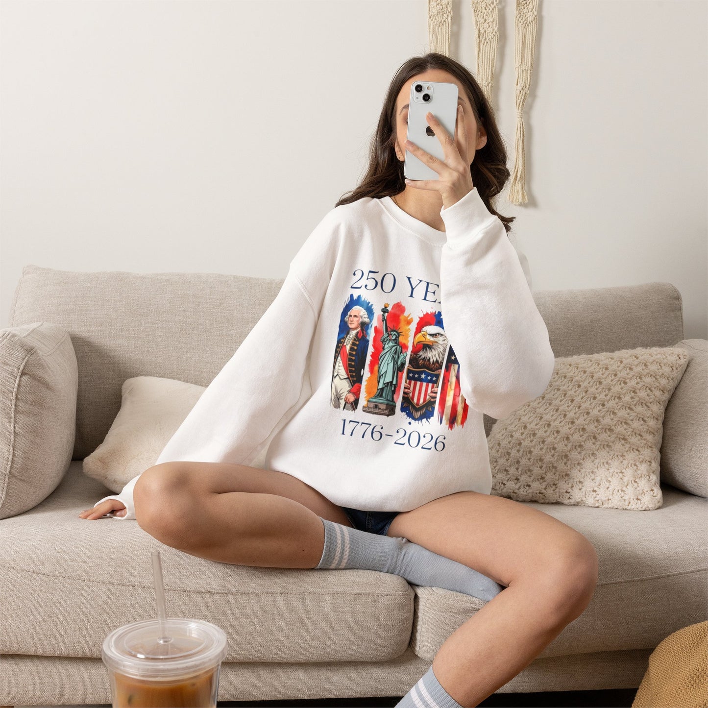 #250 250 Years American History Celebration 1776–2026 Patriotic Crewneck Sweatshirt