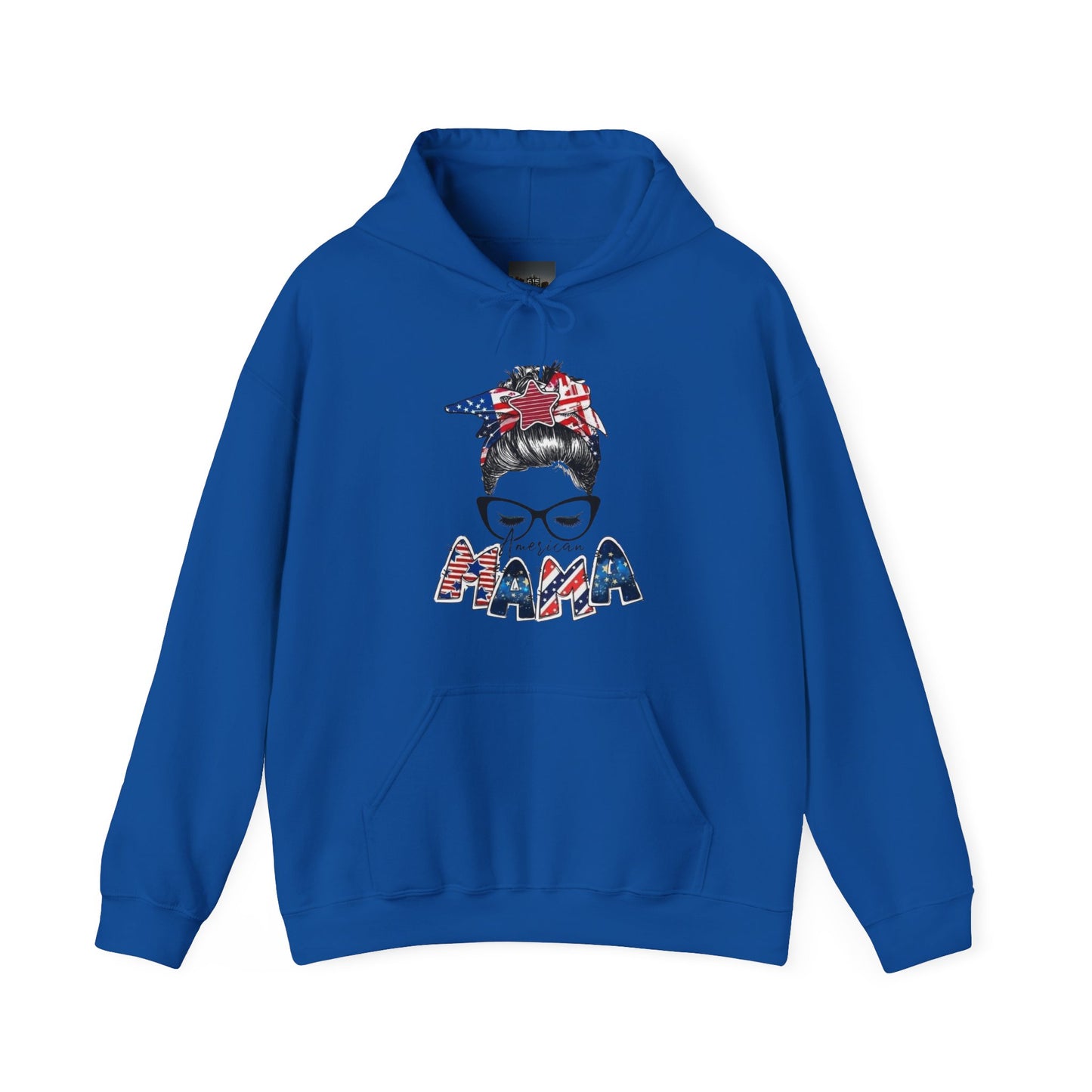 #250 Mama USA Flag Messy Bun Hoodie
