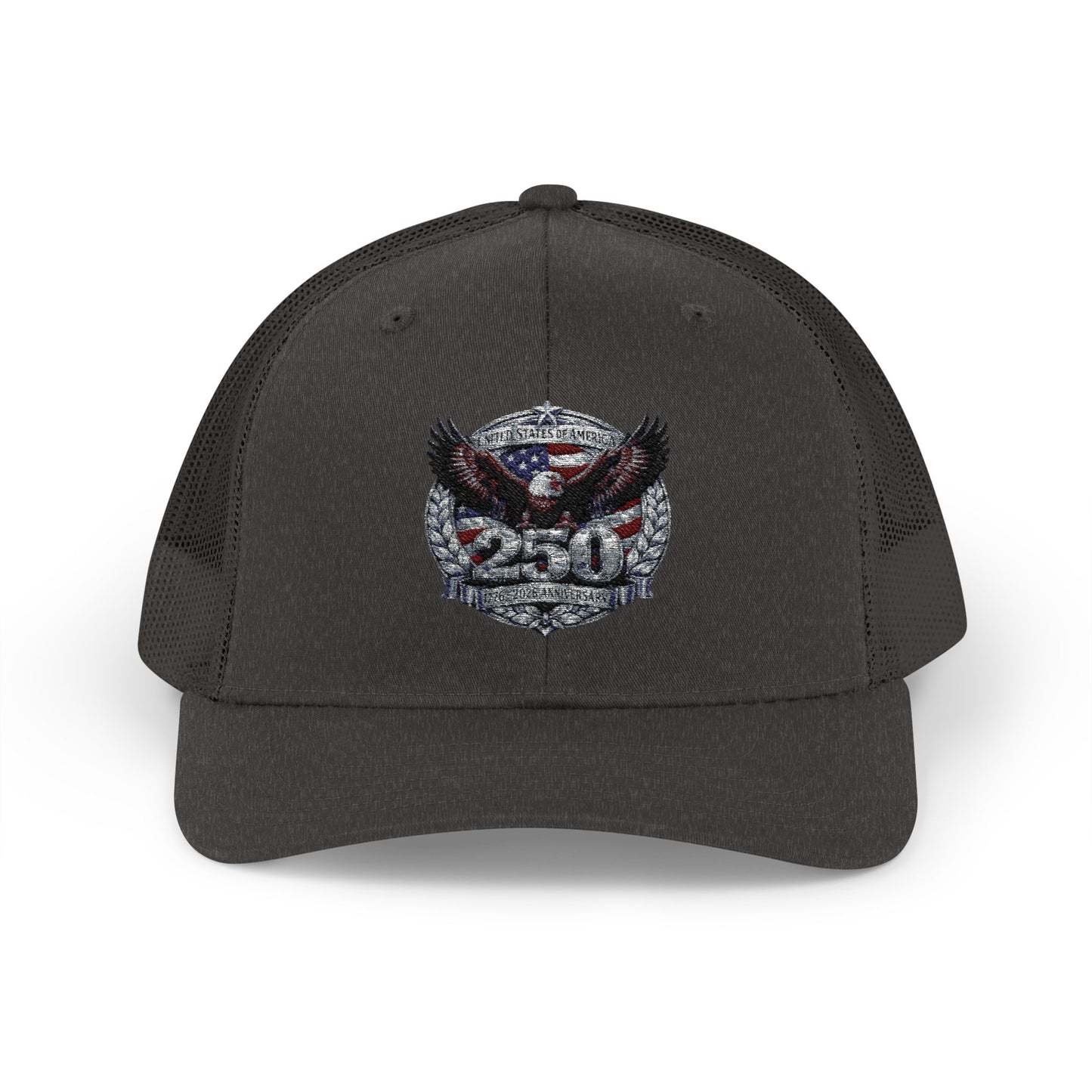#250 Patriotic Bald Eagle 250 United States Emblem Snapback Trucker Cap