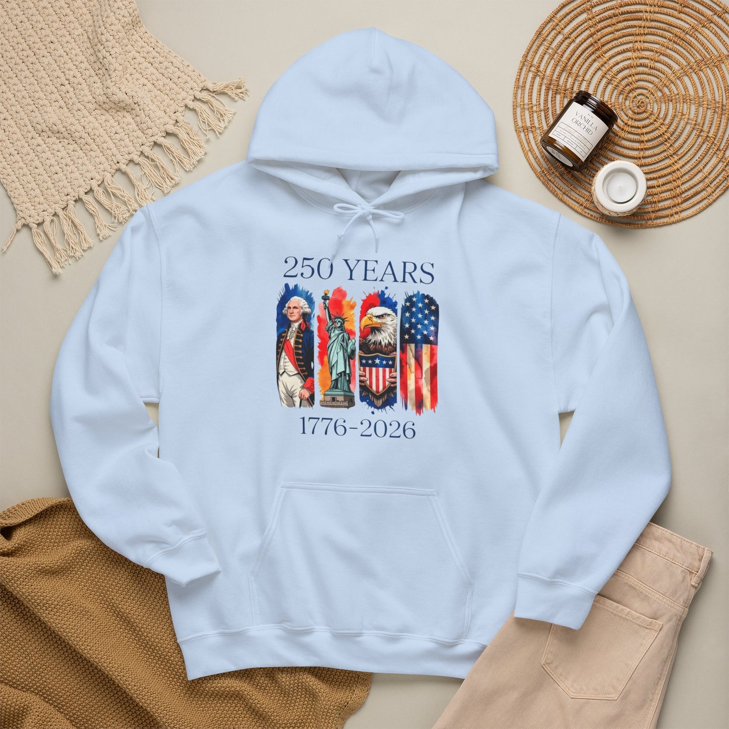 #250 250 Years American History Celebration 1776–2026 Patriotic Hoodie