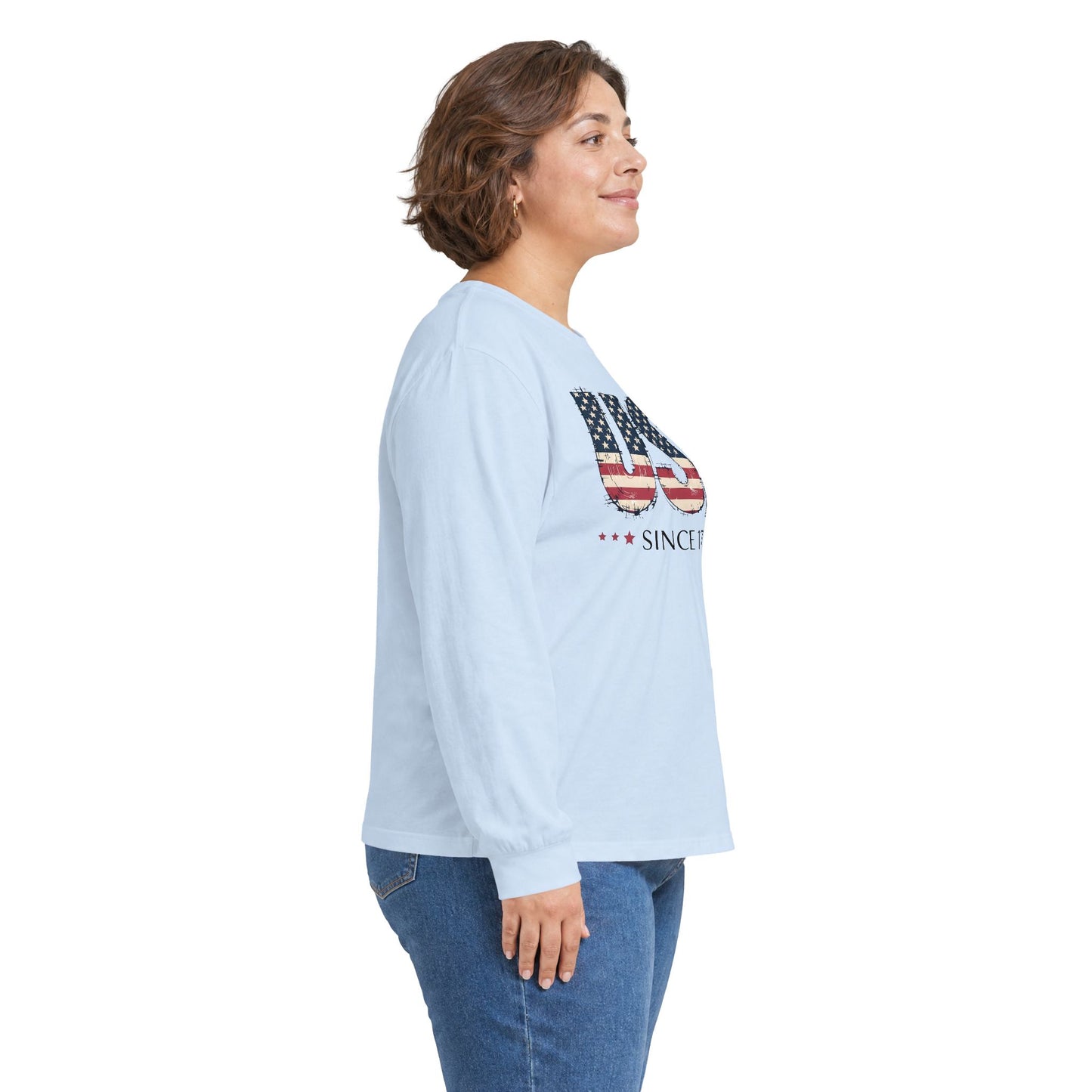 #250 USA Flag "USA Since 1776" Patriotic Long Sleeve Tee