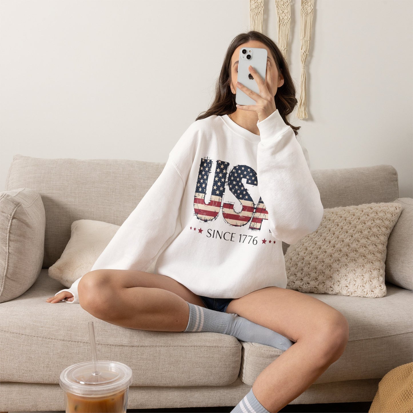 #250 USA Flag "USA Since 1776" Patriotic Crewneck Sweatshirt