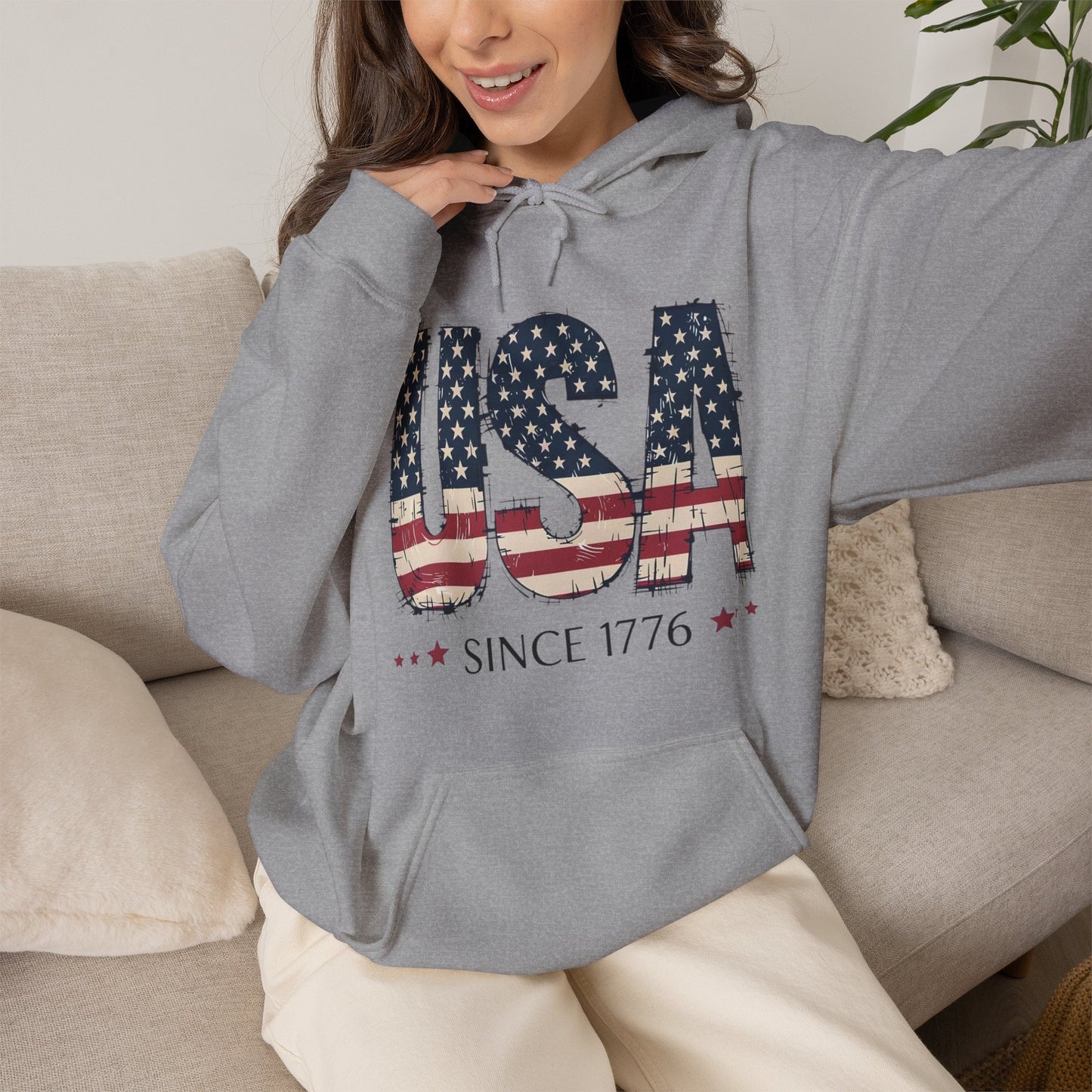 #250 USA Flag "USA Since 1776" Patriotic Hoodie