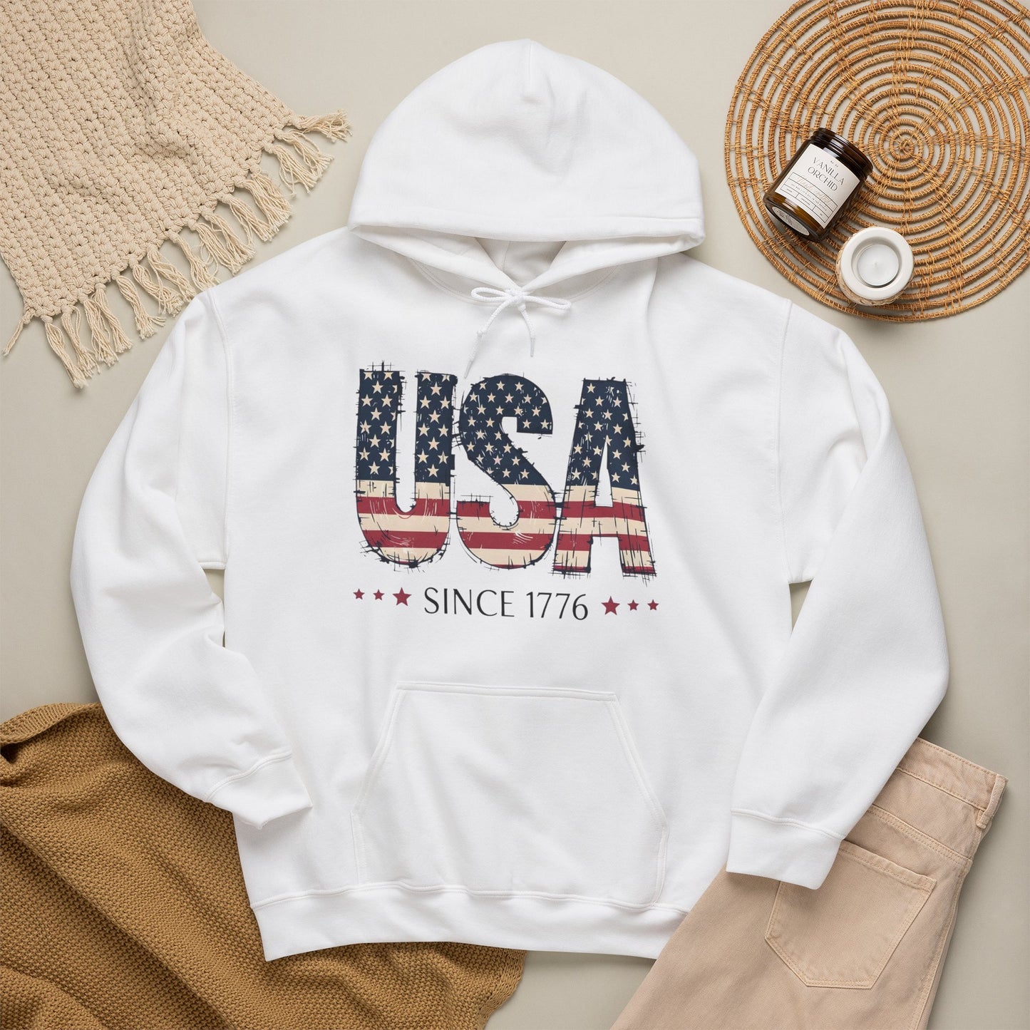 #250 USA Flag "USA Since 1776" Patriotic Hoodie