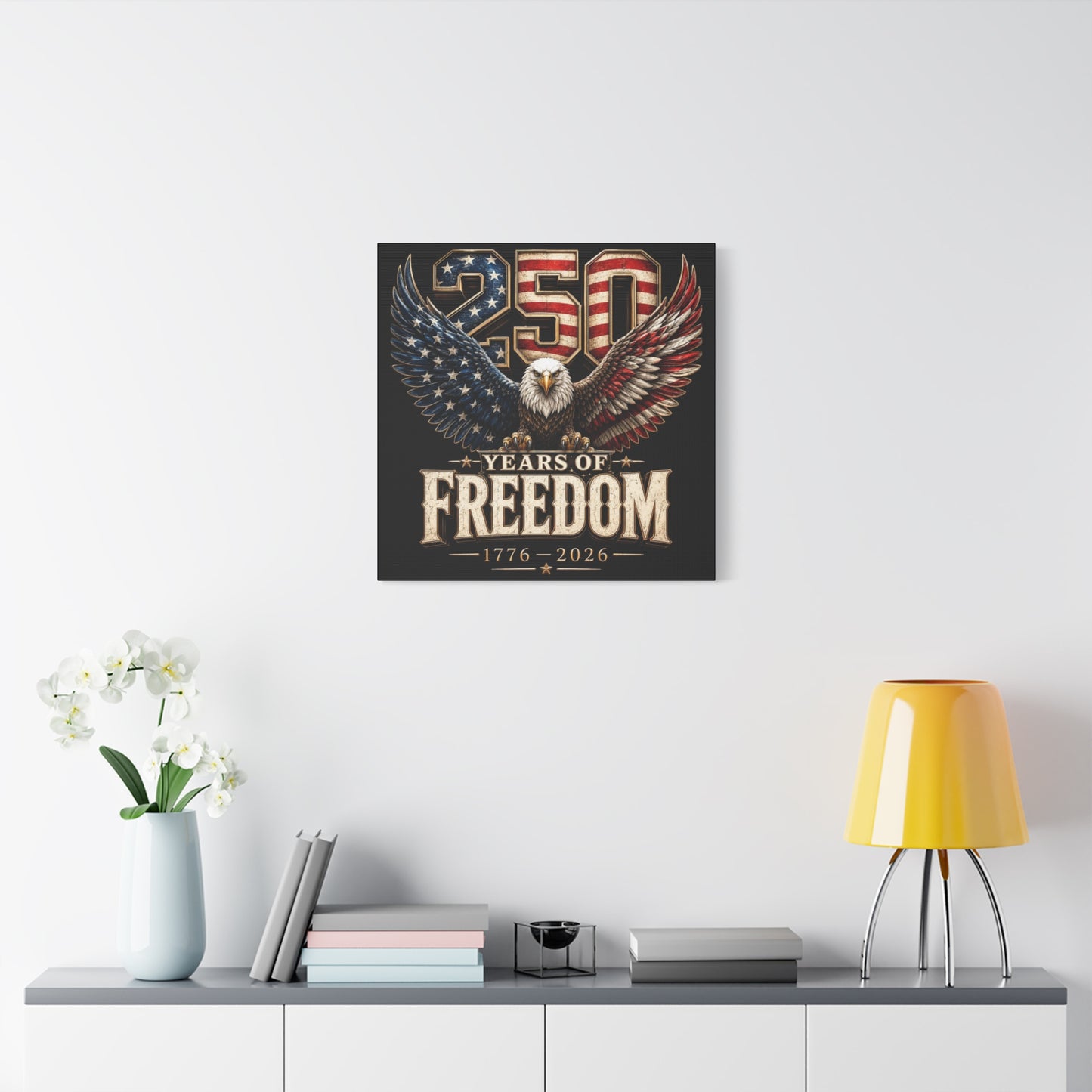 #250 250 Years of Freedom Eagle Patriotic American Flag Anniversary (1776–2026) Matte Canvas Wall Art