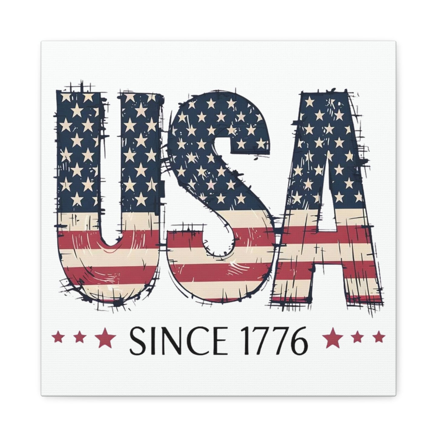 #250 USA Flag "USA Since 1776" Patriotic Matte Canvas Wall Art