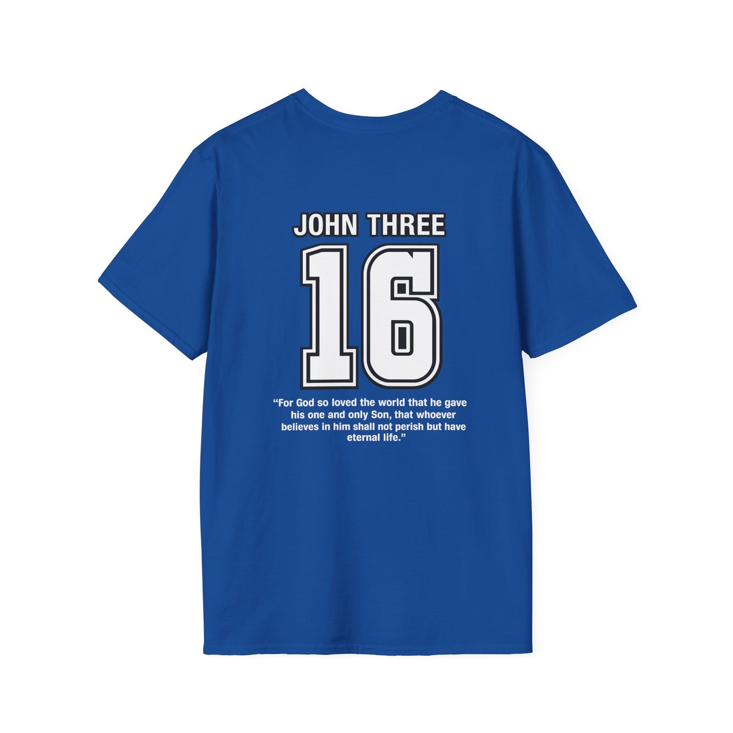 John Three 16 Chest and Back Jersey Print with Scripture Tee