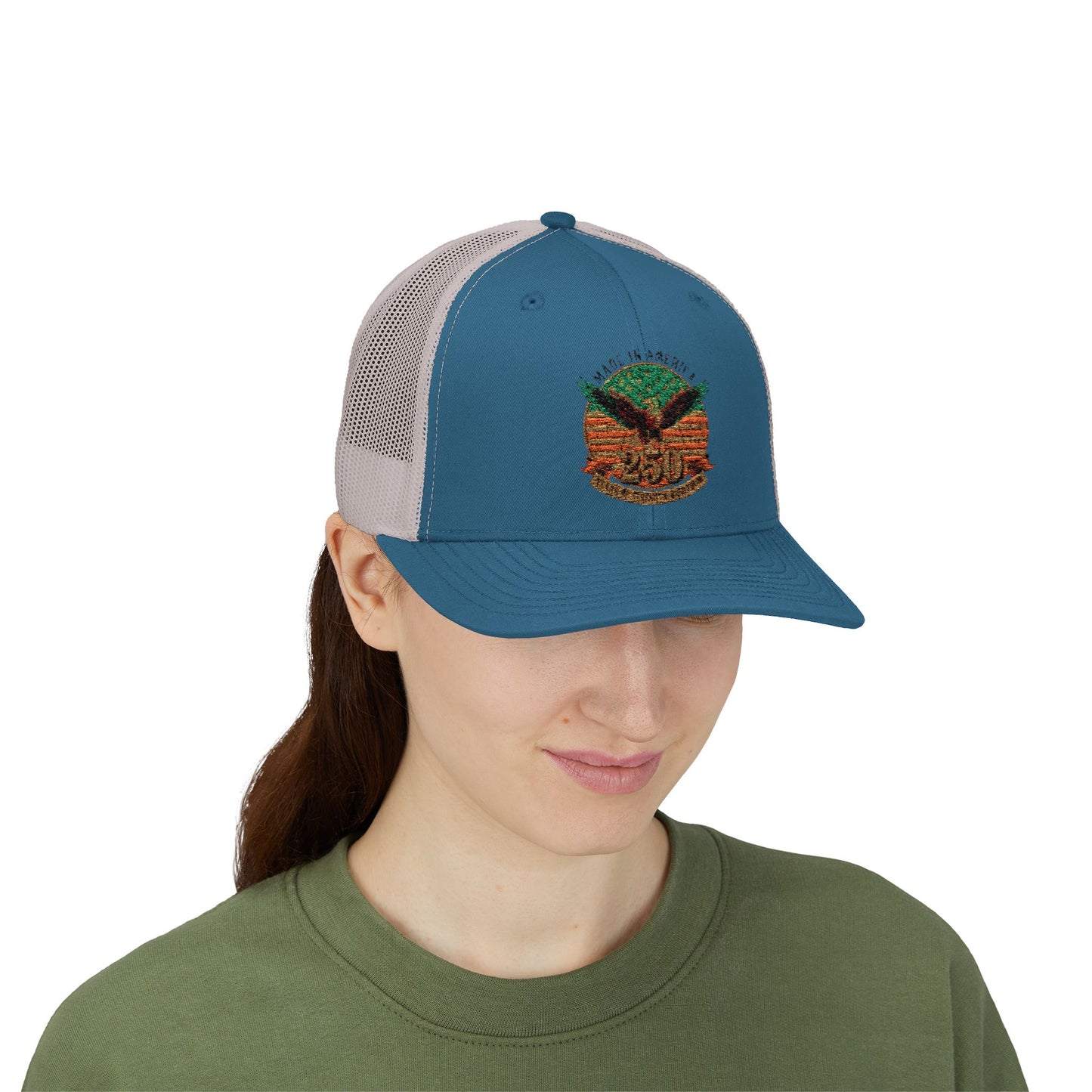 #250 Made in America Eagle 250th Anniversary Patriotic Snapback Trucker Cap