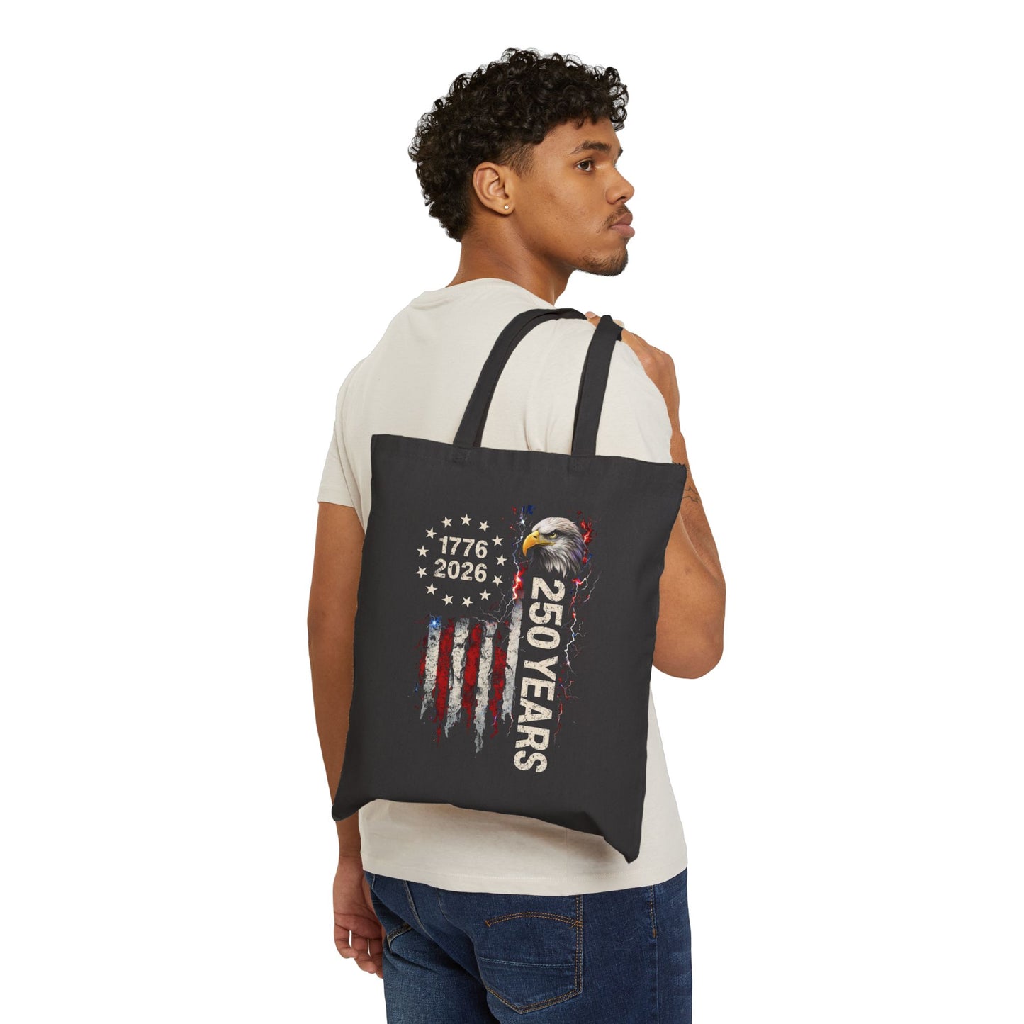 #250 1776-2026 250 Years USA Bicentennial Eagle Canvas Tote