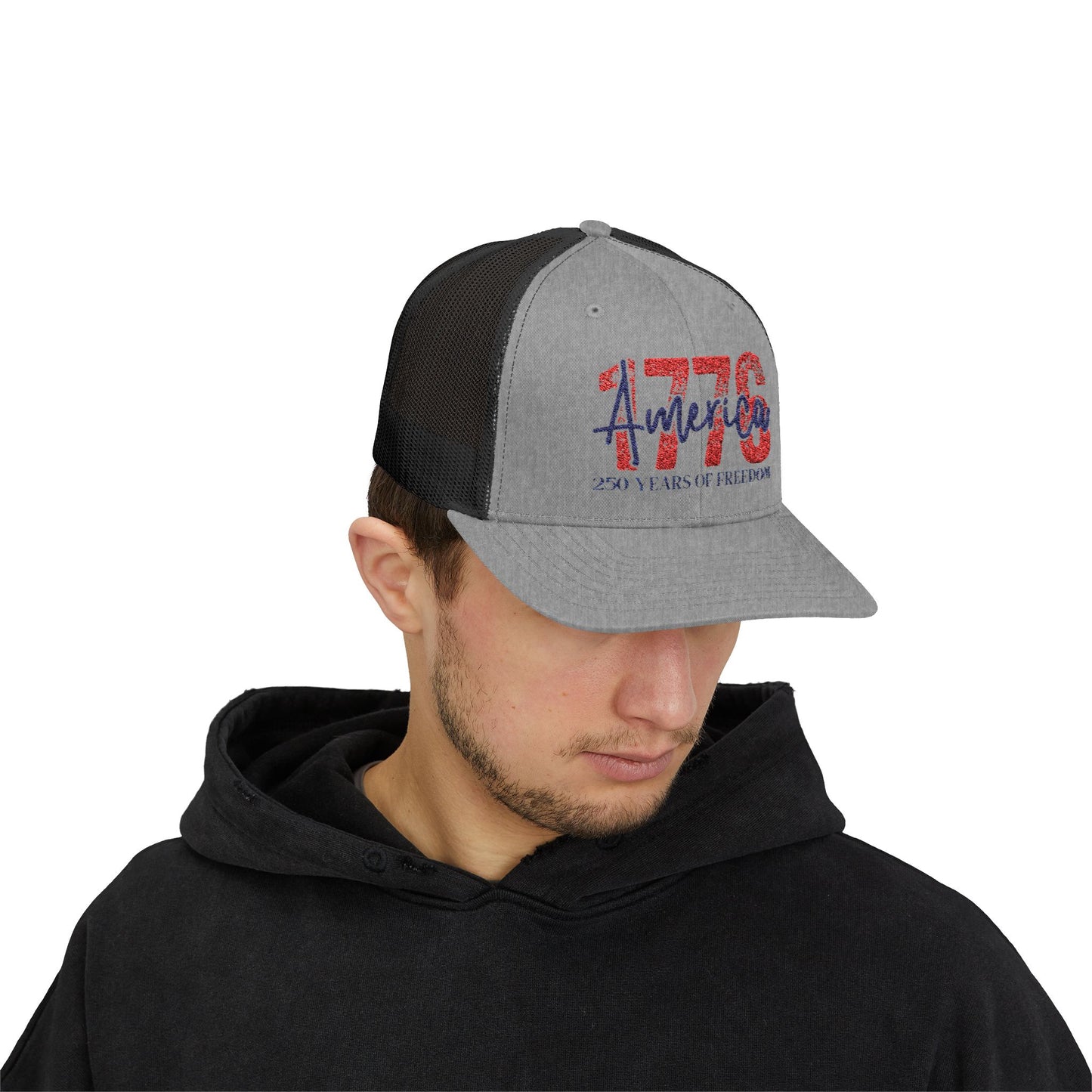#250 1776 America: 250 Years of Freedom' Patriotic Independence Day Snapback Trucker Cap