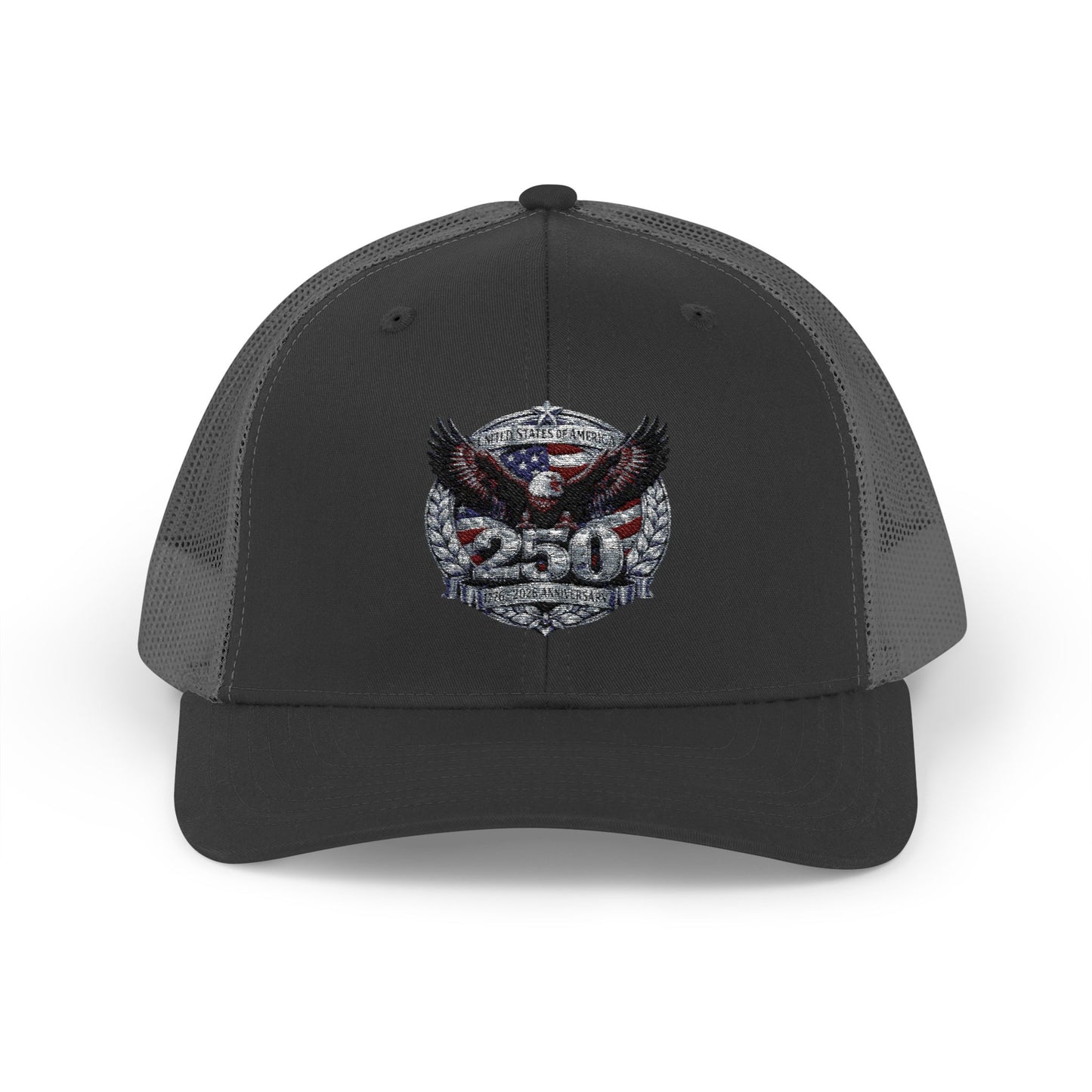 #250 Patriotic Bald Eagle 250 United States Emblem Snapback Trucker Cap