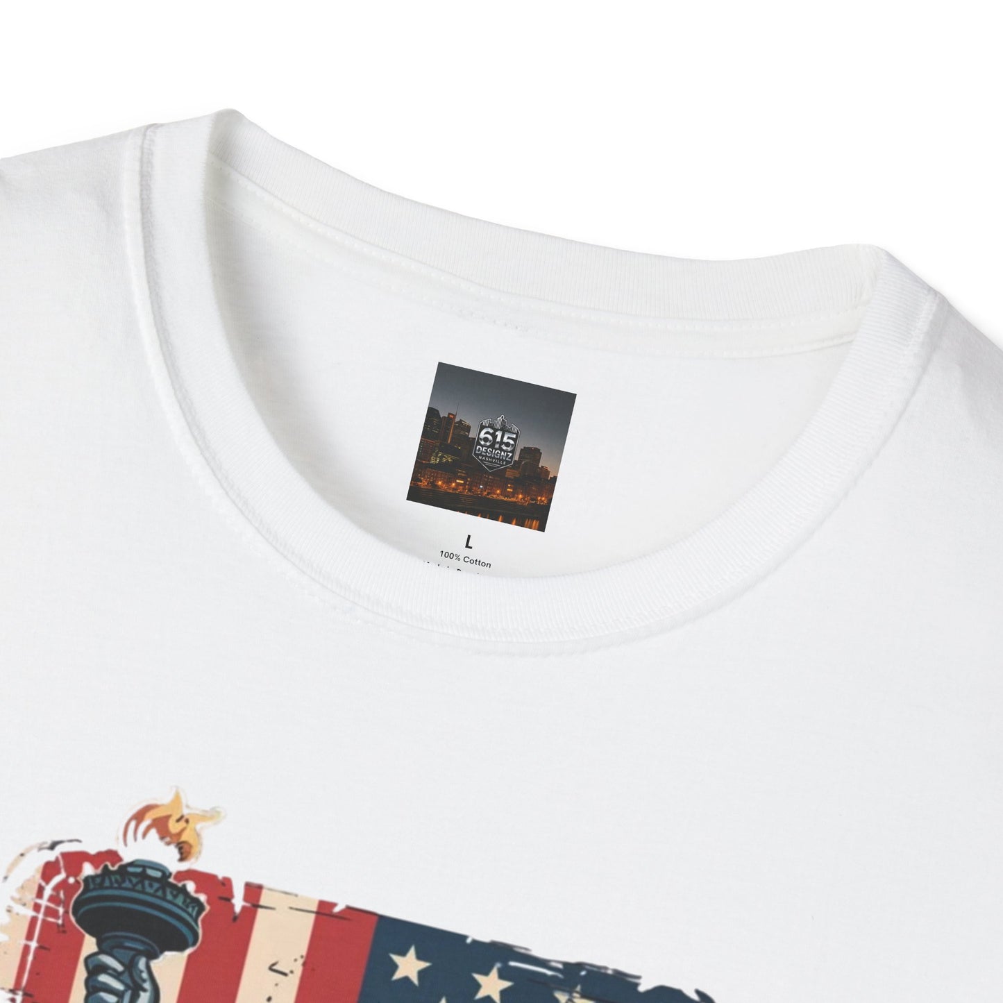 #250 Statue of Liberty American Flag 'America' Patriotic Independence Day T‑Shirt