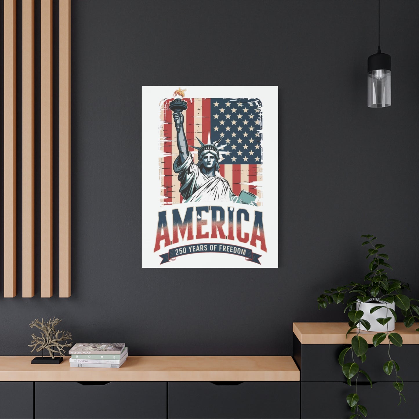 #250 Statue of Liberty American Flag 'America' Patriotic Independence Day Matte Canvas Wall Art
