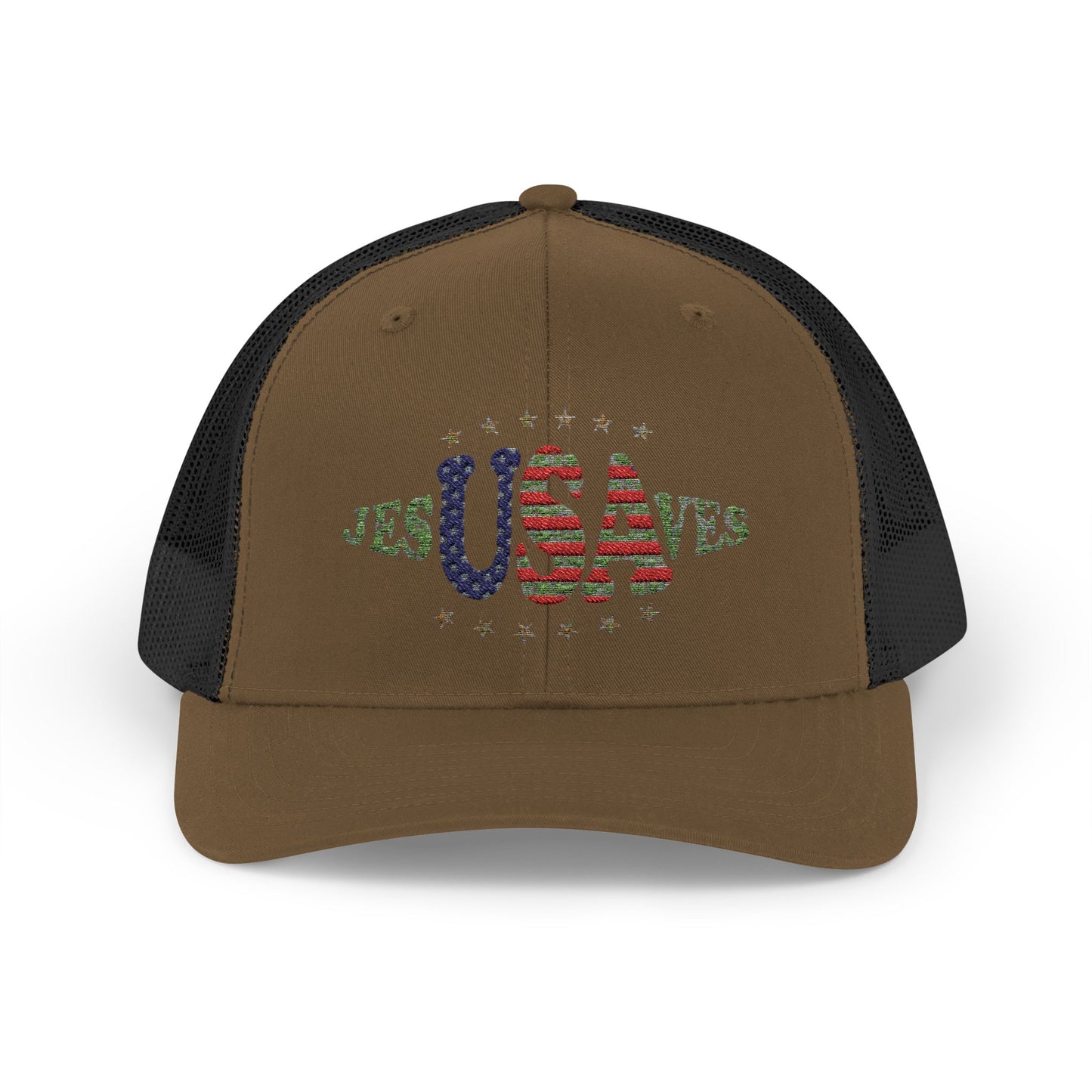 JesUSAves Patriotic Snapback Trucker Cap American Flag Christian Faith