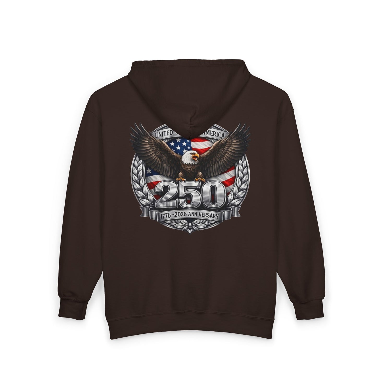 #250 Patriotic Bald Eagle 250 United States Emblem Zip Hoodie