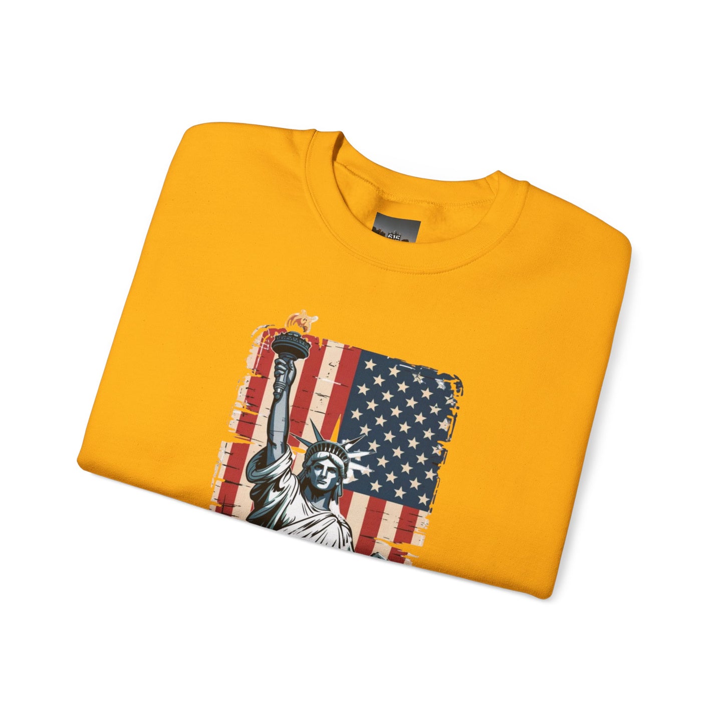 #250 Statue of Liberty American Flag 'America' Patriotic Independence Day Crewneck Sweatshirt