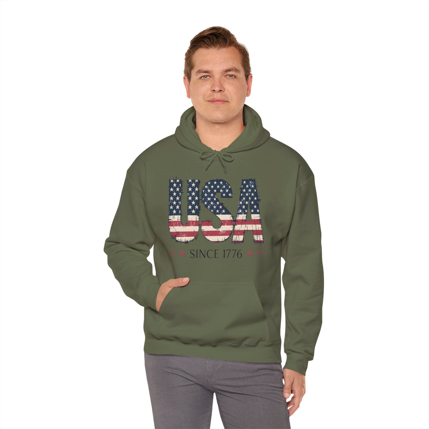 #250 USA Flag "USA Since 1776" Patriotic Hoodie