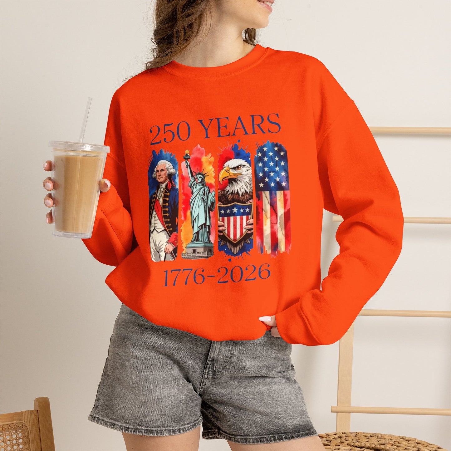 #250 250 Years American History Celebration 1776–2026 Patriotic Crewneck Sweatshirt