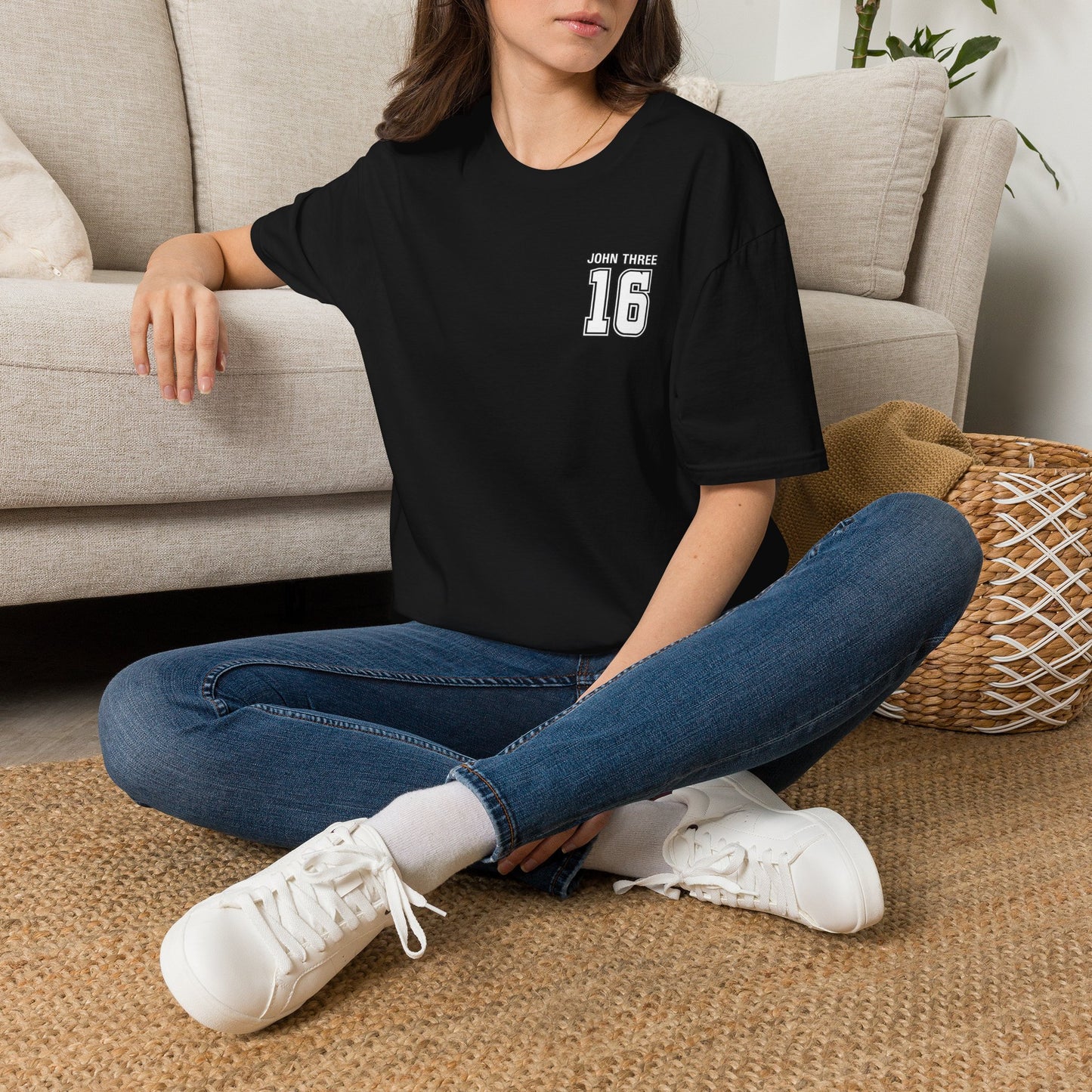 John Three 16 Chest and Back Jersey Print with Scripture Tee