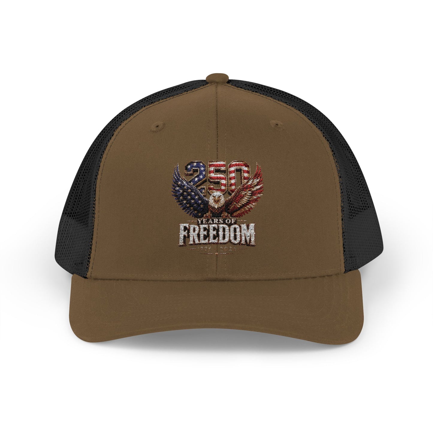 #250 250 Years of Freedom Eagle Patriotic American Flag Anniversary (1776–2026) Snapback Trucker Cap