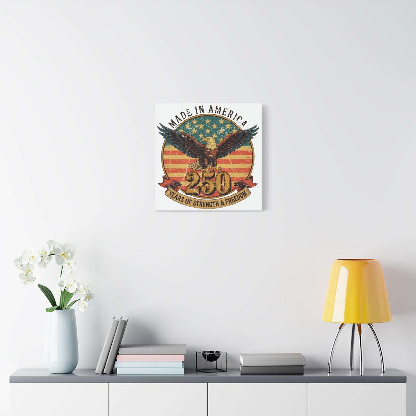 #250 Made in America Eagle 250th Anniversary Patriotic Matte Canvas Wall Art