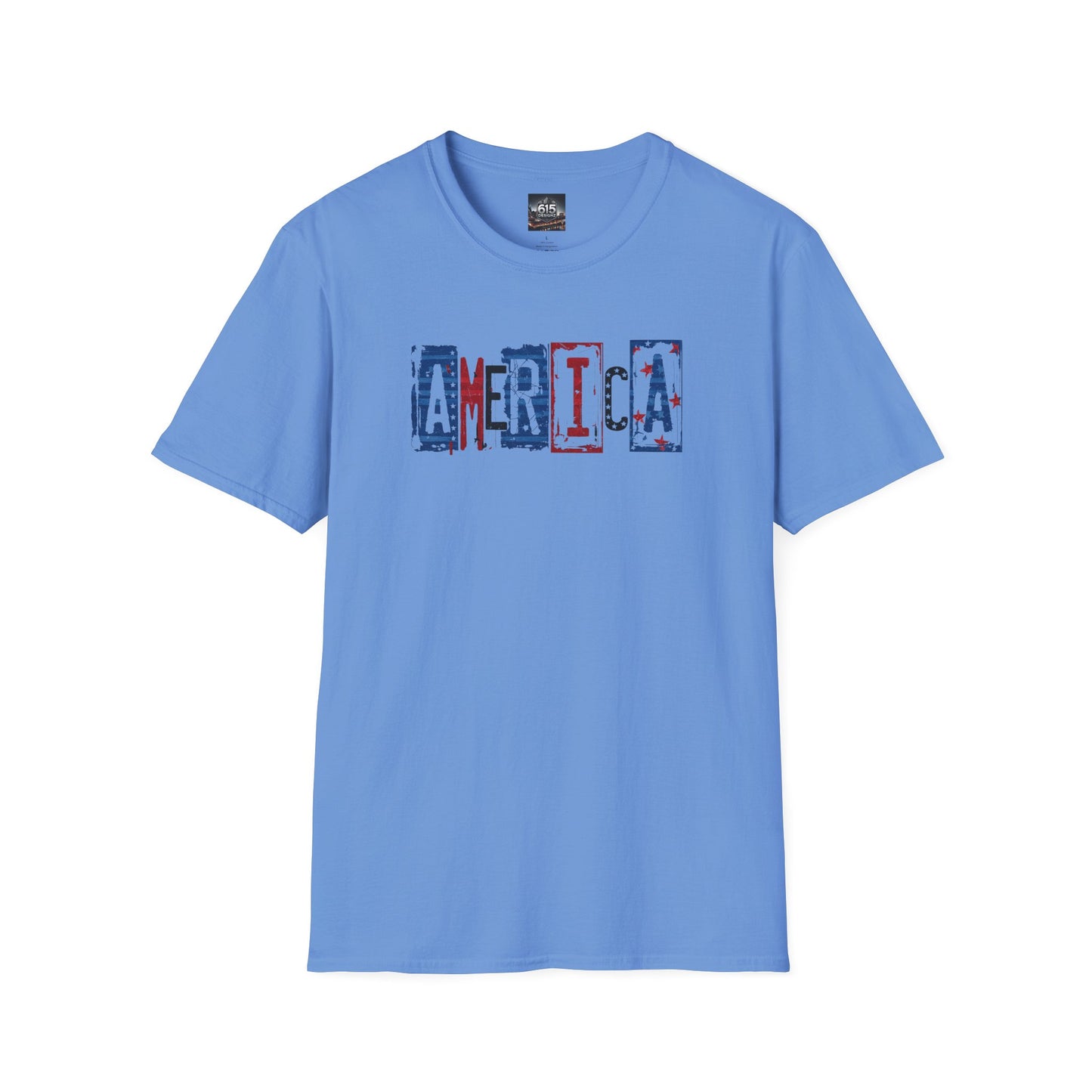 #250 America Retro Block Text Patriotic T-Shirt