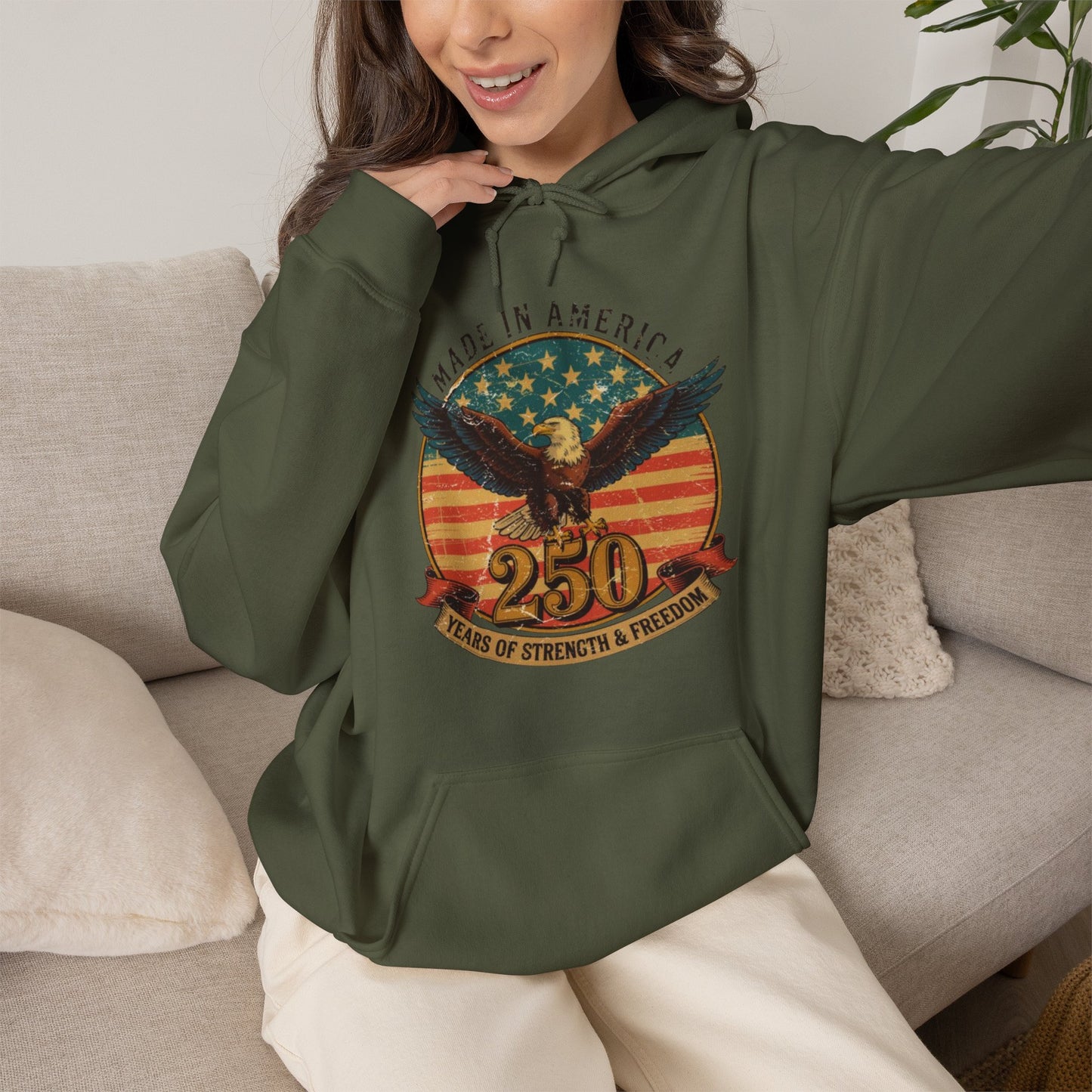 #250 Made in America Eagle 250th Anniversary Patriotic Hoodie