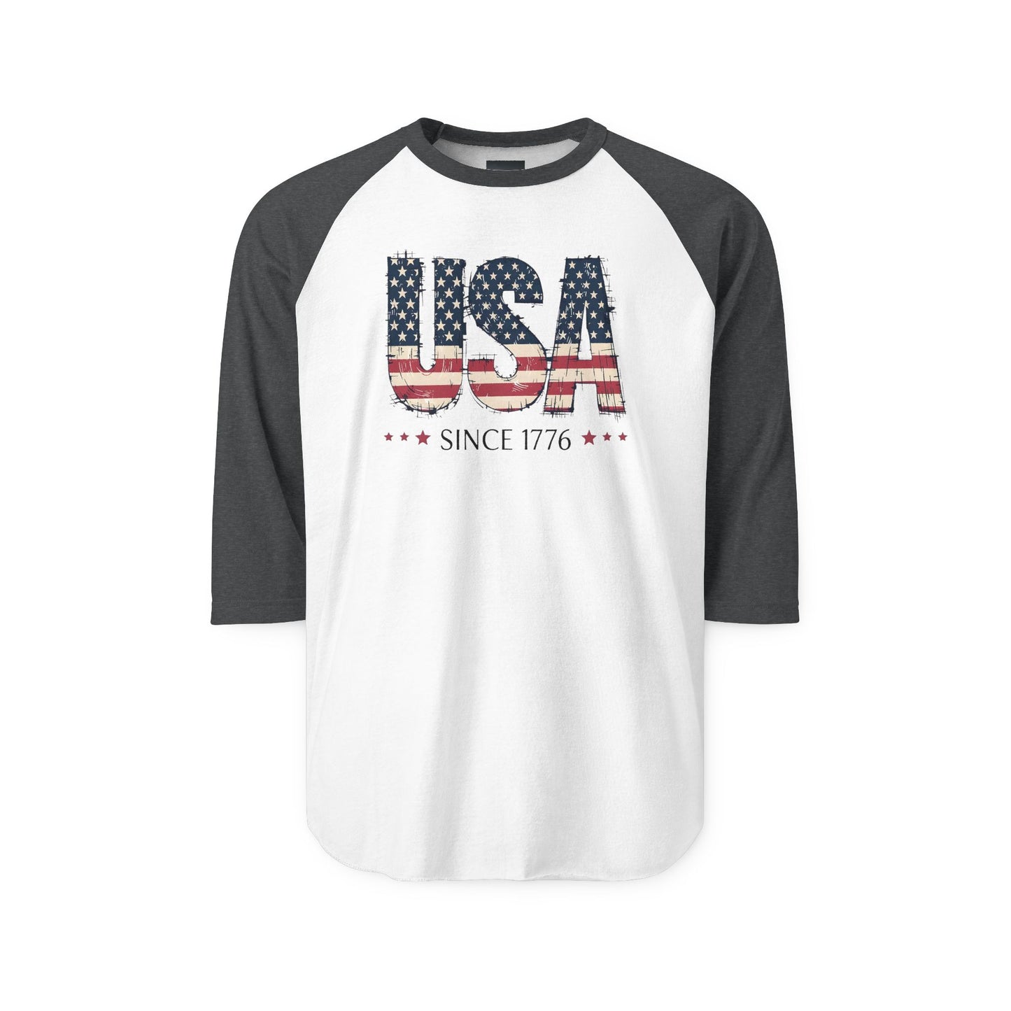 #250 USA Flag "USA Since 1776" Patriotic Raglan Shirt Baseball Tee