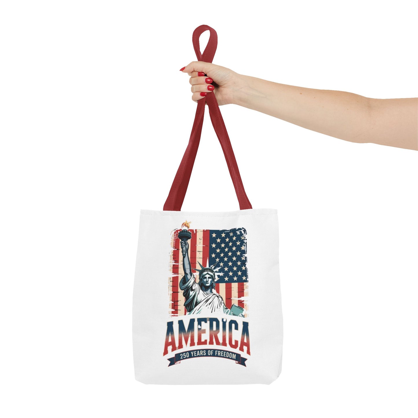 #250 Statue of Liberty American Flag 'America' Patriotic Independence Day Tote Bag