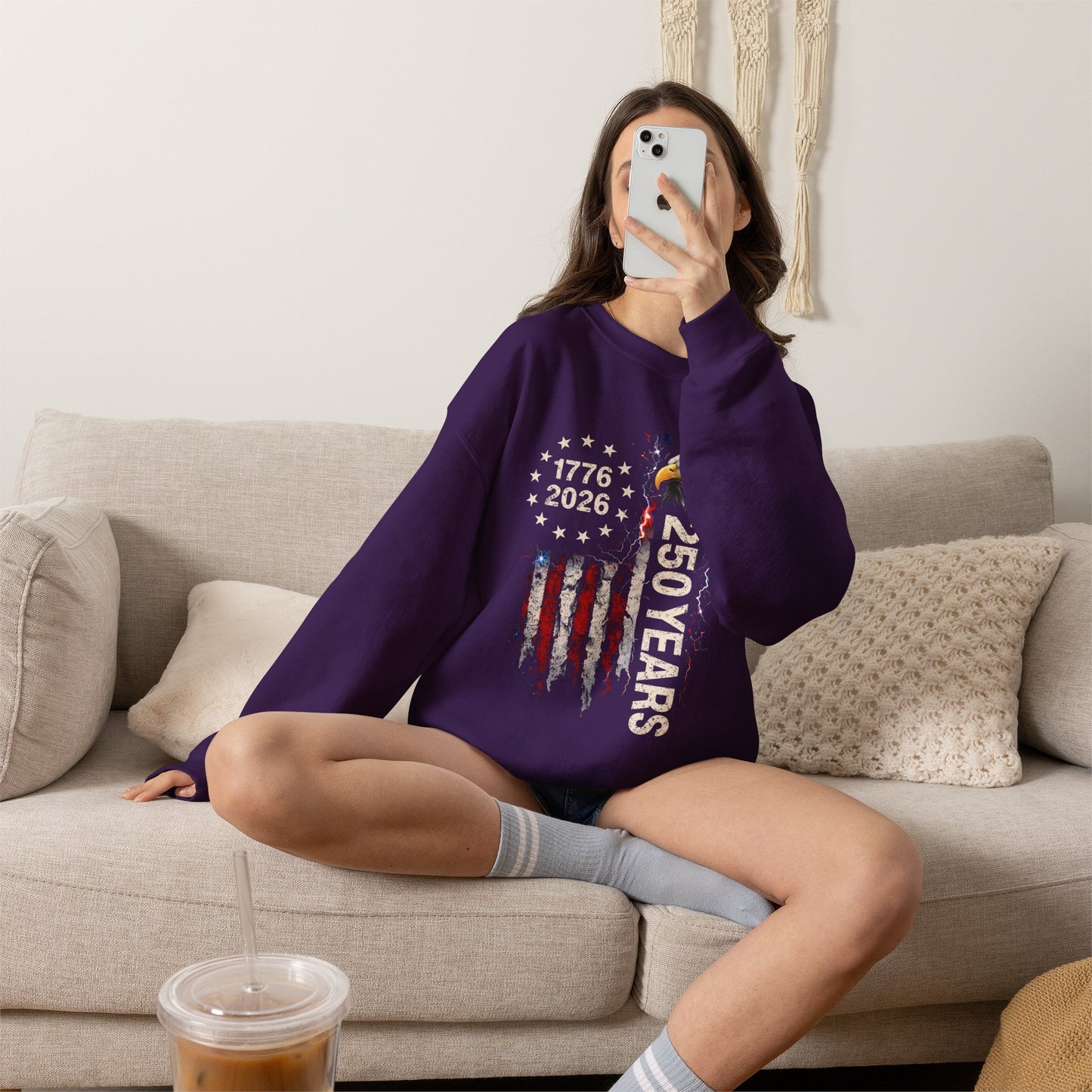 #250 1776-2026 250 Years USA Bicentennial Eagle Crewneck Sweatshirt