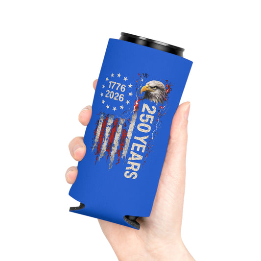 #250 1776-2026 250 Years USA Bicentennial Eagle Can Cooler - Beverage Koozie