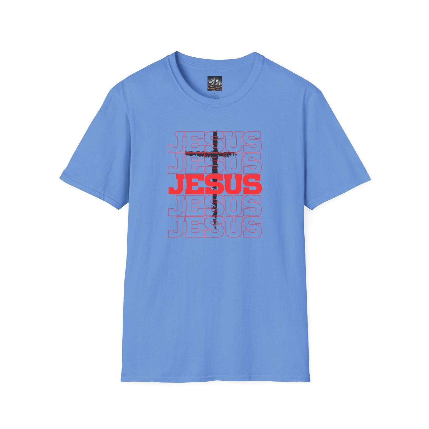 Jesus Cross Red Text Black Cross Graphic T-Shirt — Religious Faith Tee